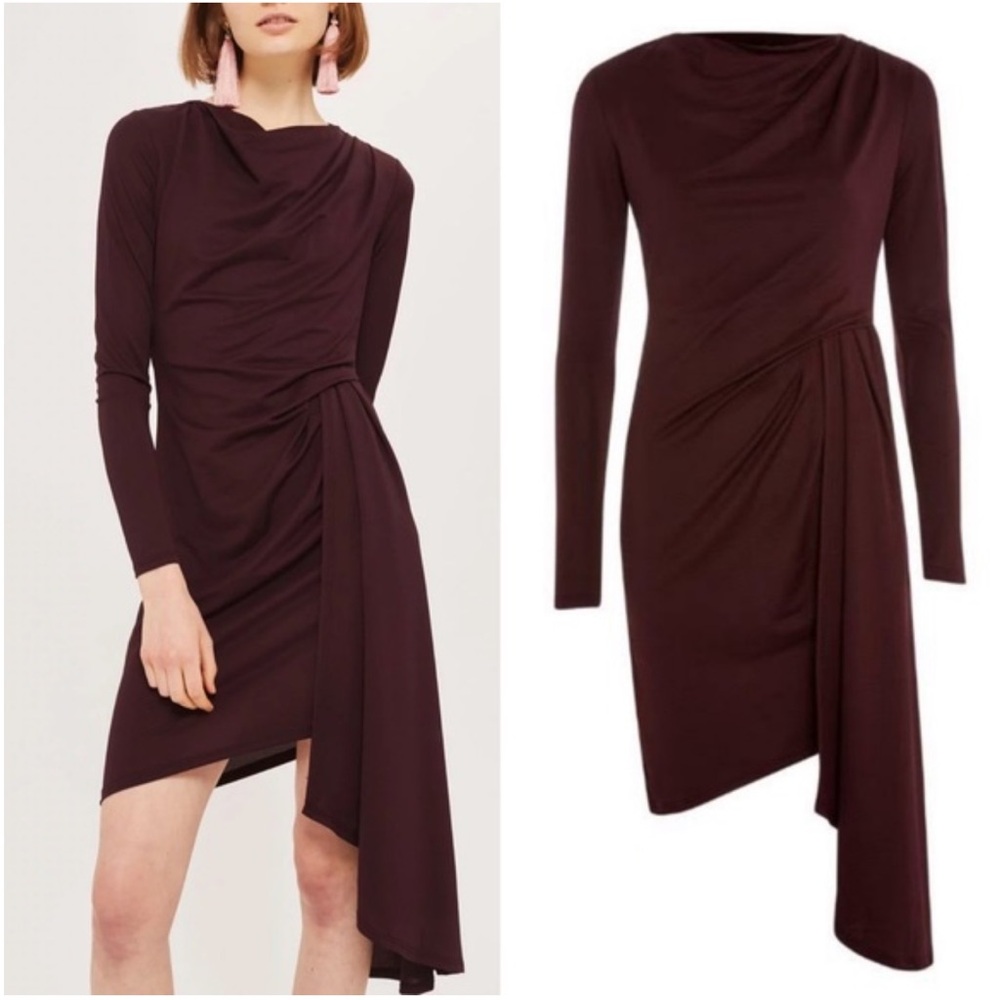 TopShop Elegant Burgundy Asymmetrical Dress